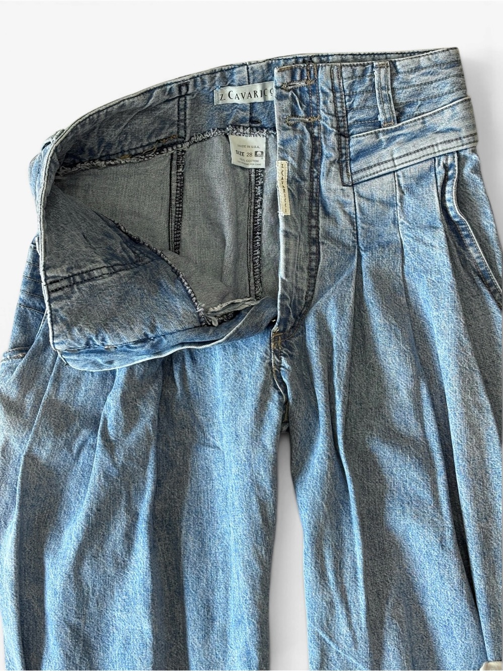 Vintage Z Cavaricci Jeans Size 28 High Rise Pleated Tapered Mom Jeans Made USA - Picture 7 of 13